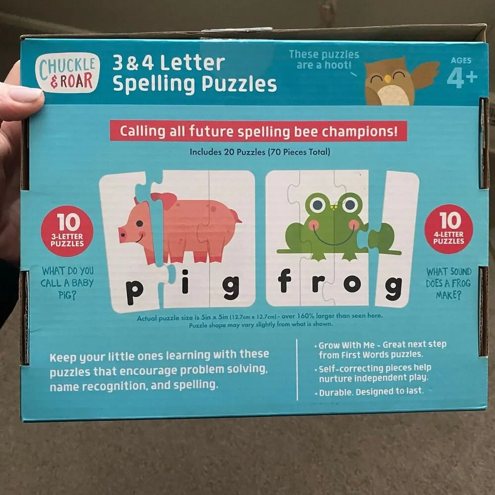 Kids 3 & 4 Letter Spelling Learning Puzzles by Chuckle & Roar